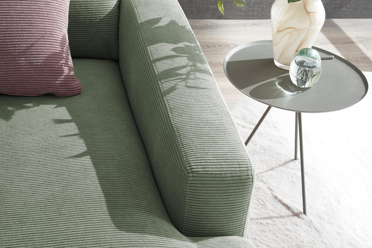 LONGSEAT CARA Grün Cord - Schwarz/Grün, Textil/Metall (132/84/170cm) - KAWOLA