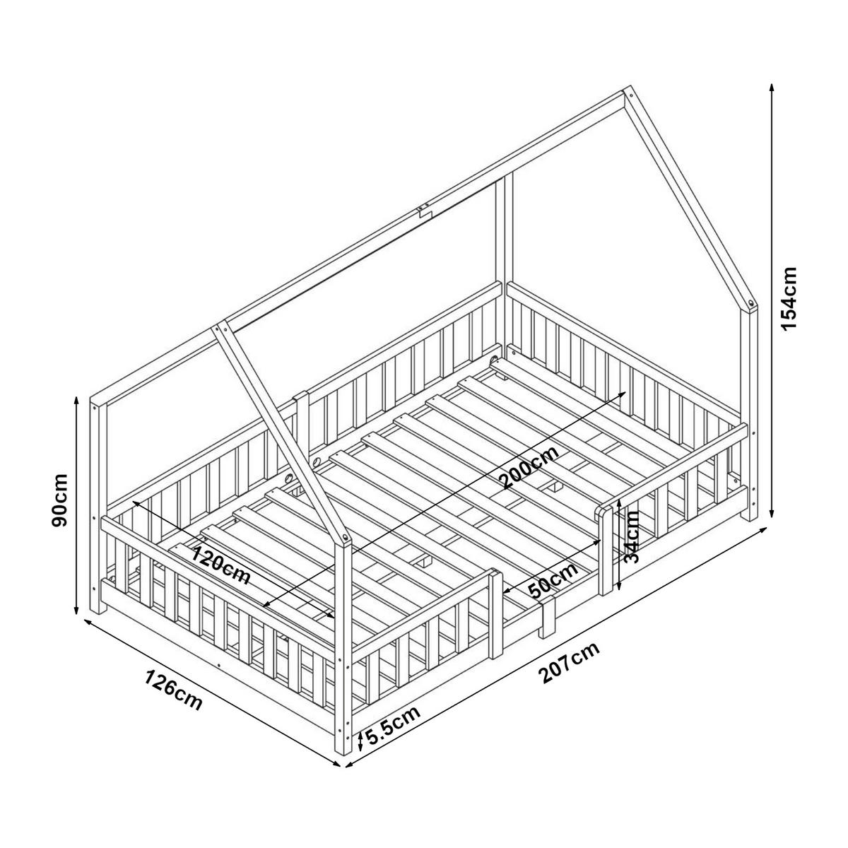 HAUSBETT Sisimiut - Naturfarben, Holz (120/200cm) - [en.casa]