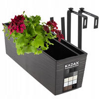 BALKONBLUMENTOPF mit Einsatz und 2 Griffe 56 cm, Graphit - Graphitfarben, Kunststoff (18/56cm) - KADAX