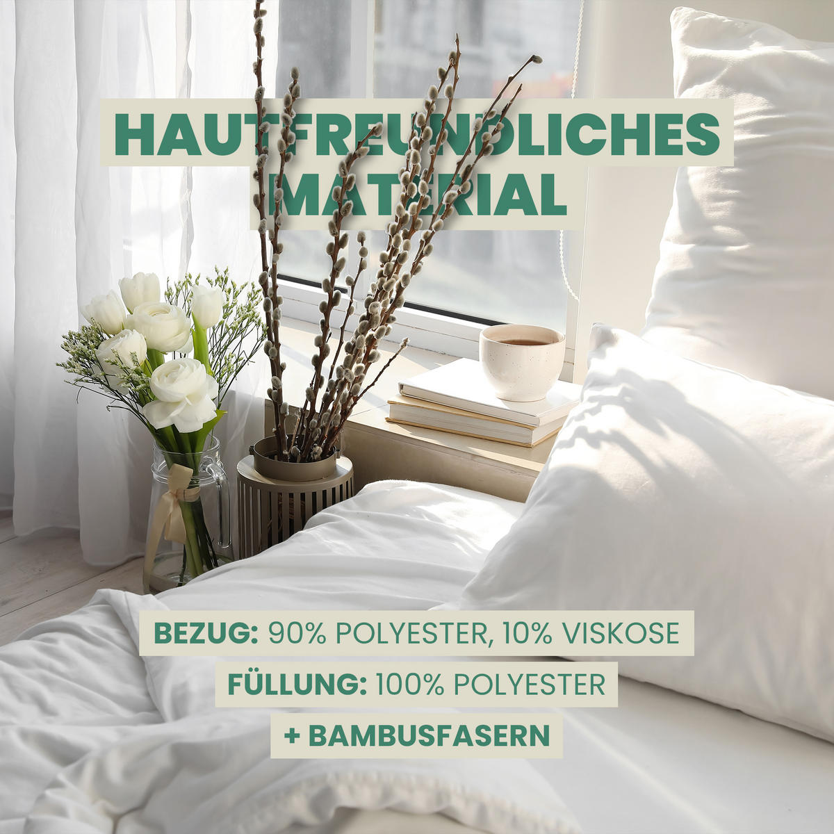 STEPPBETT Bamboo 135 x 200 cm - Weiß, Textil (135/200cm) - Bestlivings