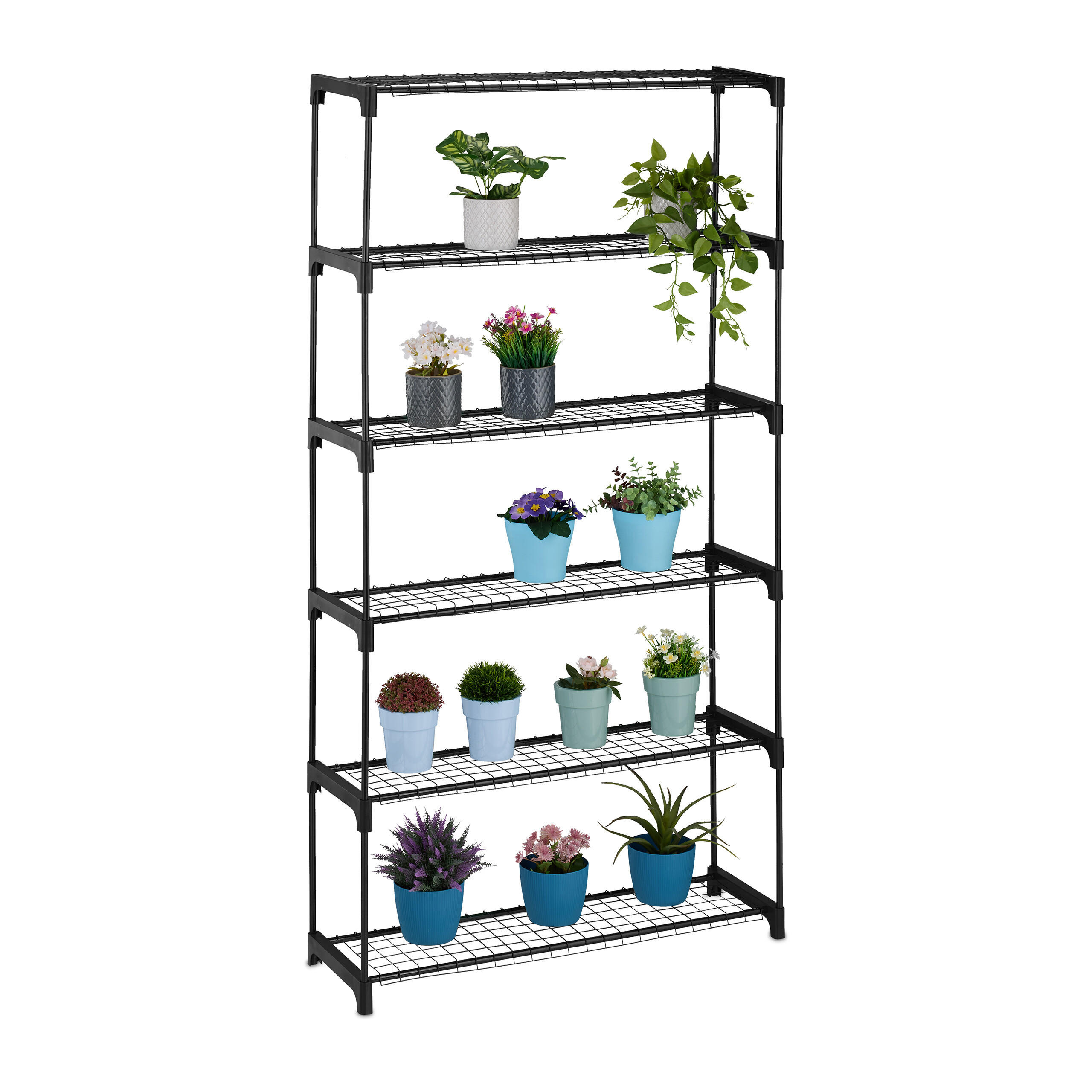 BLUMENREGAL - Schwarz, Kunststoff/Metall (91/174/28cm) - Relaxdays