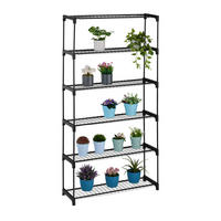 BLUMENREGAL - Schwarz, Kunststoff/Metall (91/174/28cm) - Relaxdays