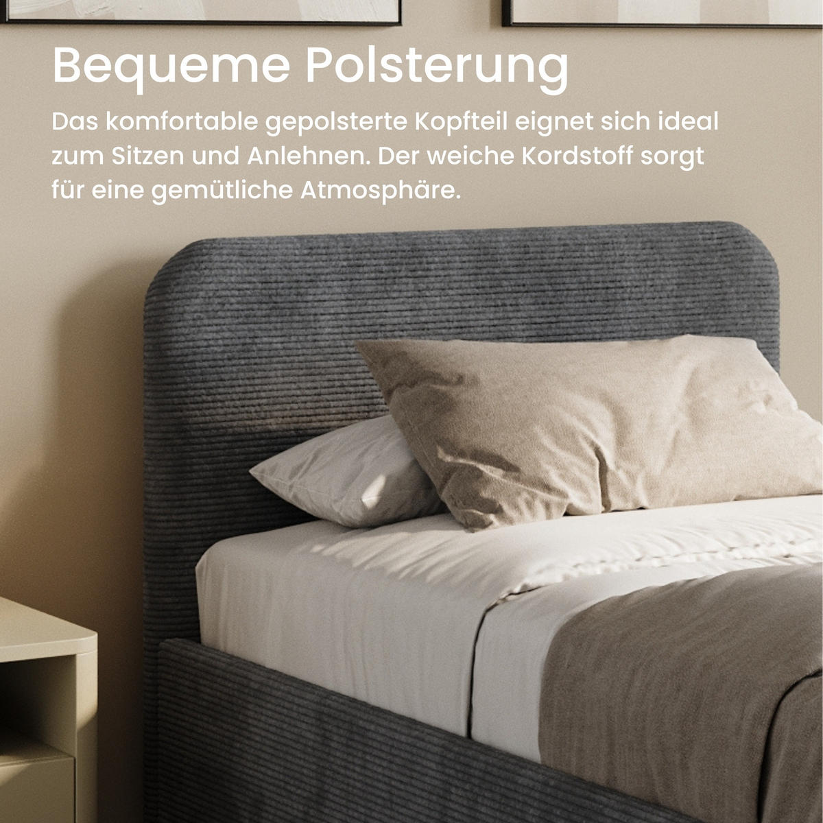 POSLTERBETT 100x200 cm in Anthrazit - Anthrazit, Holzwerkstoff/Textil (100/200cm) - Home Collective
