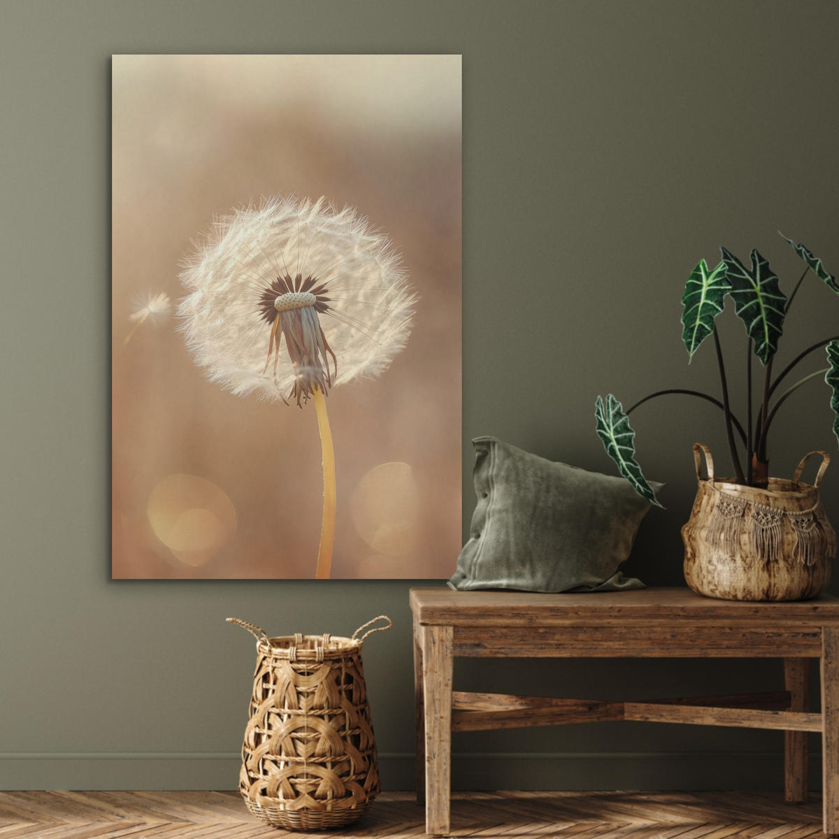 AKUSTIKBILD Löwenzahn - Beige - Natur - Blume Wanddeko 60x90 cm - Hellbraun, Kunststoff (60/90/0.9cm) - MuchoWow