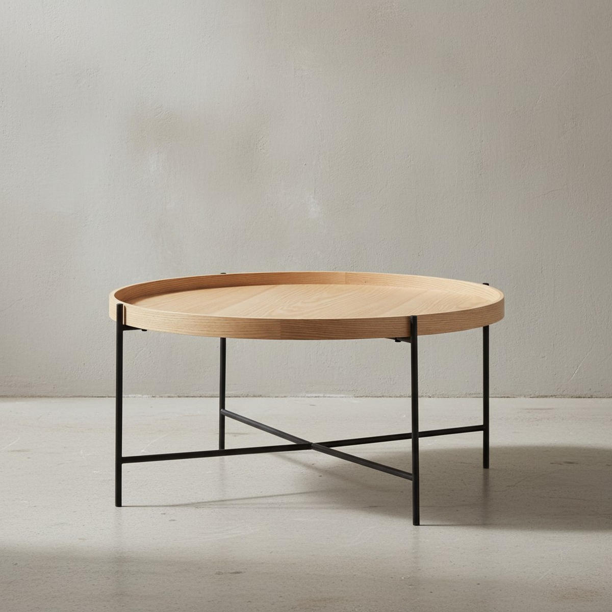 COUCHTISCH Eichenholz Furnier mit stabilem Metallgestell, Modernes zeitloses Design - Schwarz/Braun, Holz/Metall (78/78/40cm) - KADIMA DESIGN