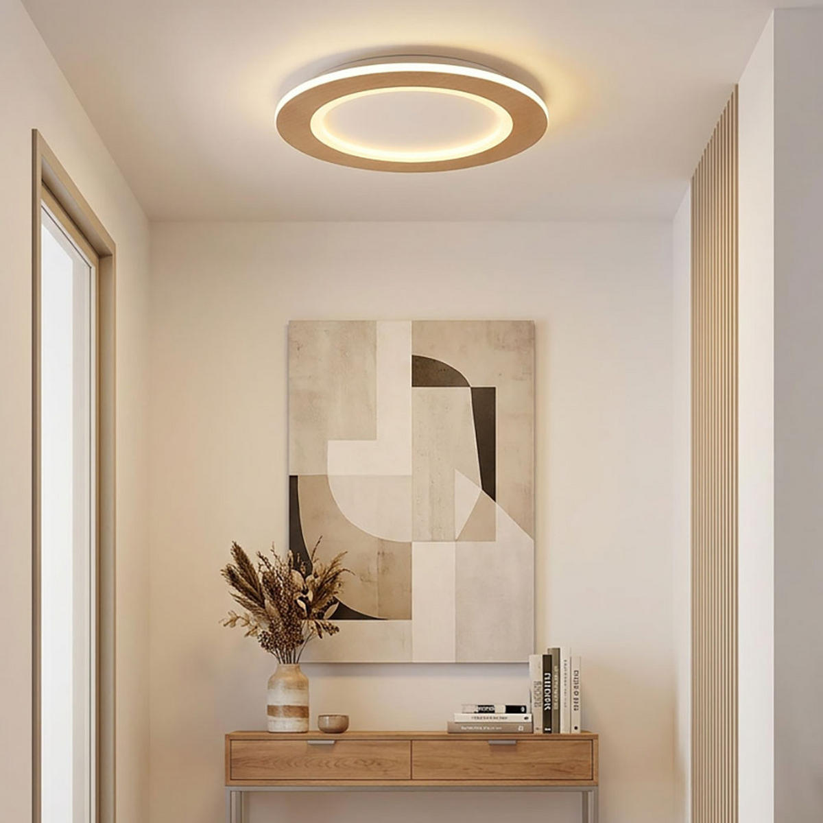 LED DECKENLEUCHTE CLAY METALL HOLZOPTIK - Braun, Metall (40/40/5cm) - Globo Lighting