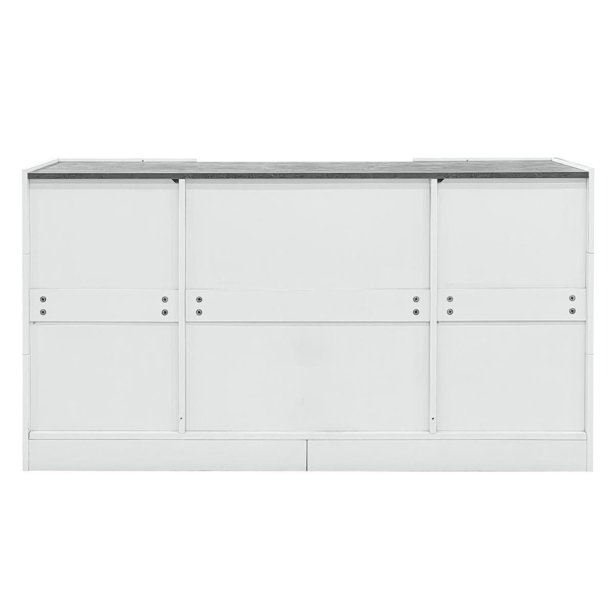 SIDEBOARD 140/35/75 cm weiß Marmorlook aus MDF mit LED - Weiß, Holzwerkstoff (140/75/35cm) - OKWISH