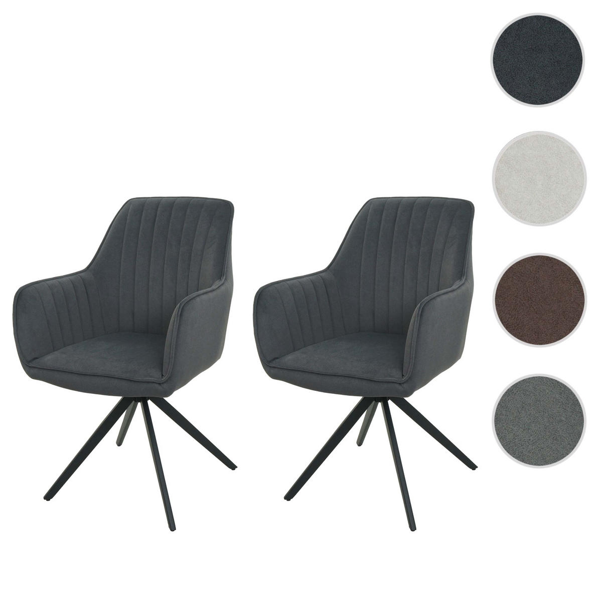 ESSZIMMERSTUHL 2er-Set 87x58x55cm Sitzhöhe 46cm drehbar Auto-Position Stoff/Textil Hellgrau - Hellgrau, Textil (58/87/55cm) - CHEFGASTRO