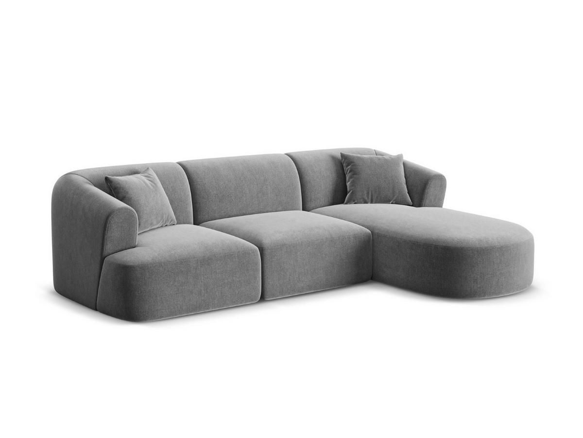 MODULARES-ECKSOFA rechts Campi aus Samt grau 4 Sitzplätze - Grau, Textil (156/256cm) - Cosmopolitan Design