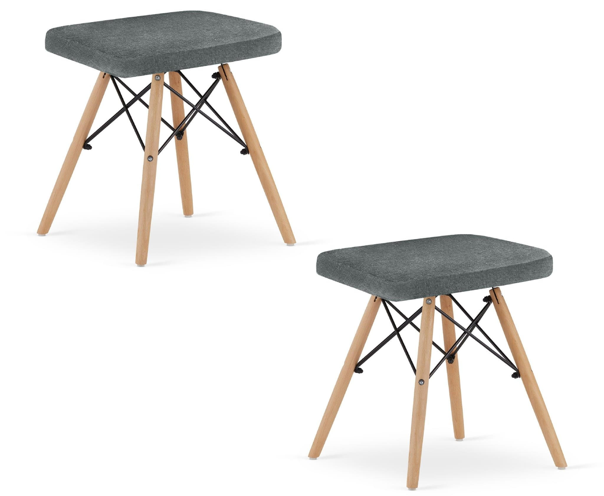 HOCKER 2er Set, Velours in Grau, für Wohnzimmer, Küche oder Büro - Grau, Textil (43/46/33cm) - Best For Home