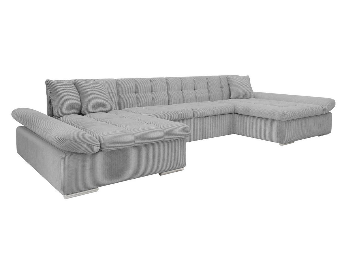 WOHNLANDSCHAFTEN Alia Cord - Chromfarben/Hellgrau, Holz/Kunststoff (360/75/160cm) - MIRJAN24