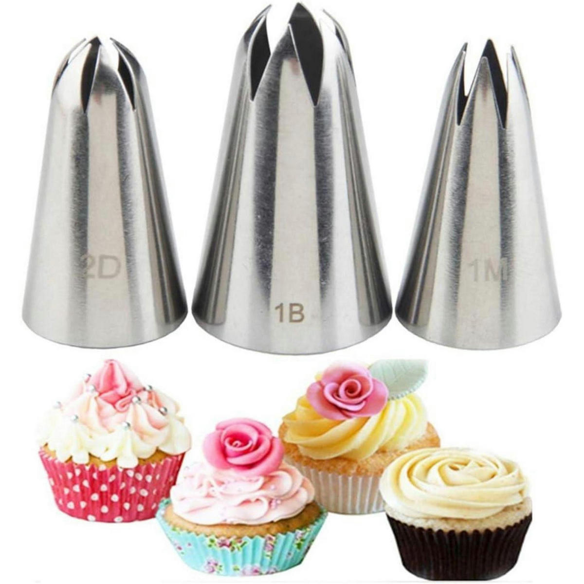 SPRITZTÜLLEN Set 4-teilig Edelstahl - Silberfarben, Metall (3/4.8/4.8cm)