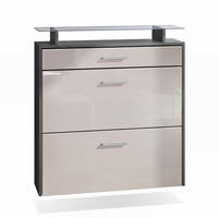 SCHUHSCHRANK Malea Fronten in Sandgrau Hochglanz - Sandfarben, Holzwerkstoff (89/96/23cm) - Vladon