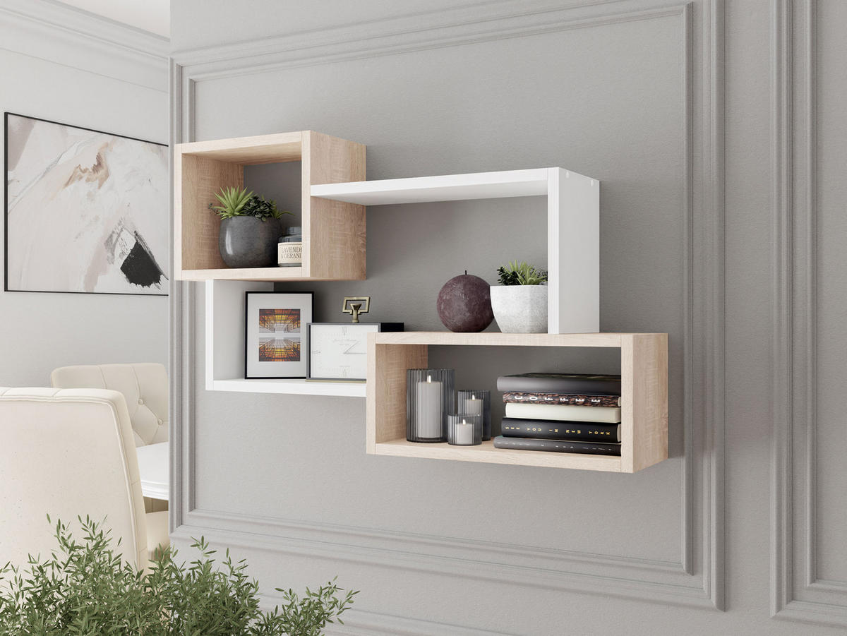 WANDREGAL Trio 005 - Weiß/Sonoma Eiche, Holzwerkstoff (87/54/18cm) - MIRJAN24