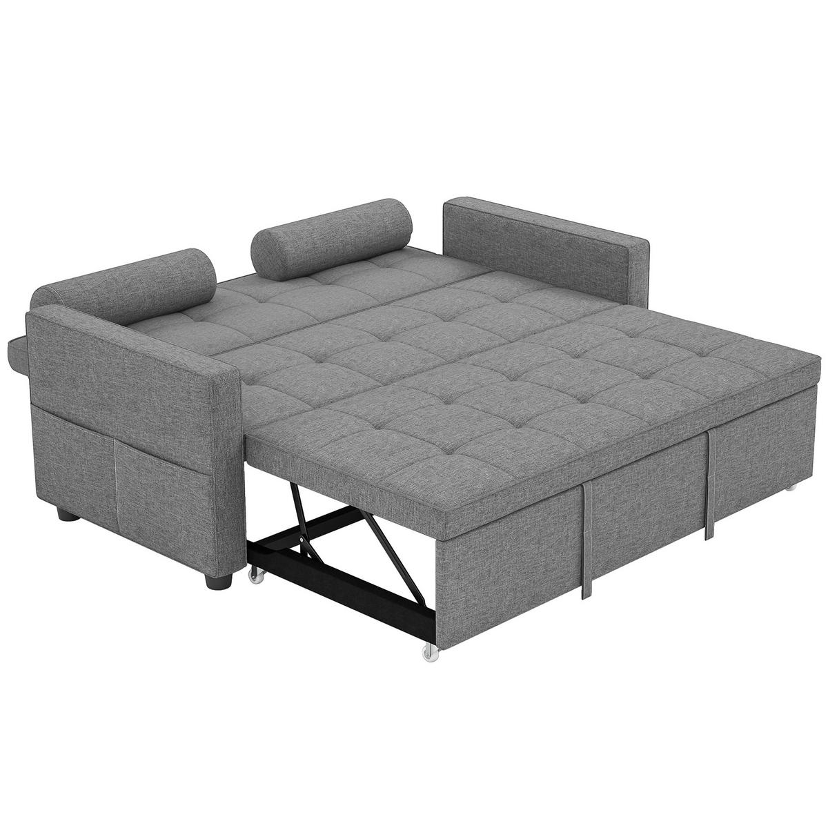 SCHLAFSOFA 2er-Sitz DE-14607 mit Doppelbett und verstellbarer Rückenlehne Grau - Grau, Metall (137.5/84/80.5cm) - ComfortXL