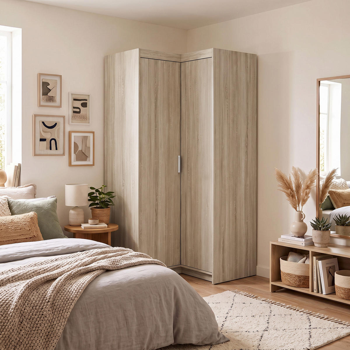 ECKSCHRANK Elena mit 2 Türen, 95x95 cm, Sonoma Eiche - Sonoma Eiche, Holzwerkstoff (95/190.5/95cm) - Beautysofa