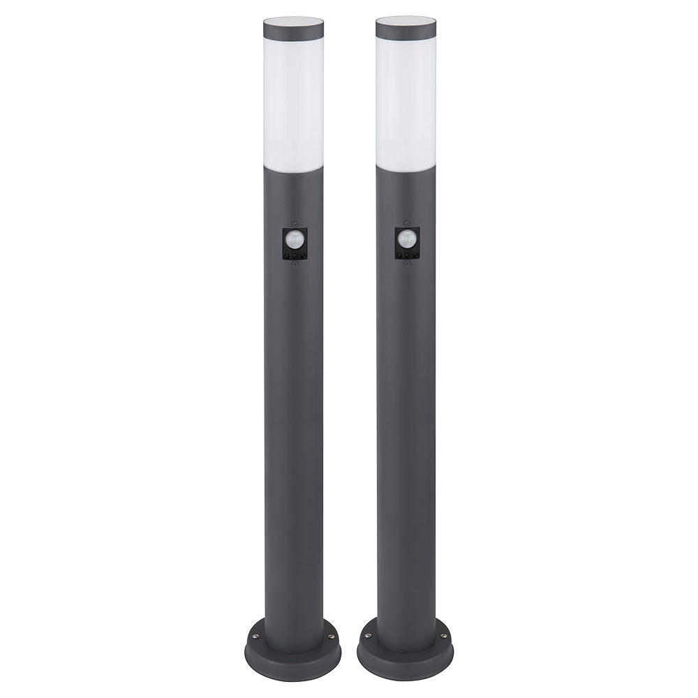 LED STEHLEUCHTE Edelstahl Anthrazit BOSTON 2er Set - Anthrazit, Kunststoff/Metall (12.7/80/12.7cm) - Globo Lighting