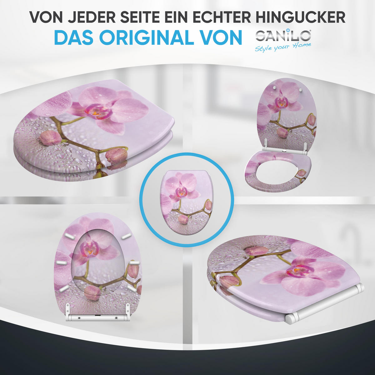 WC-SITZ mit Absenkautomatik & Top Fix Blooming - Pink, Holzwerkstoff (37.7/5.5/48cm) - Sanilo