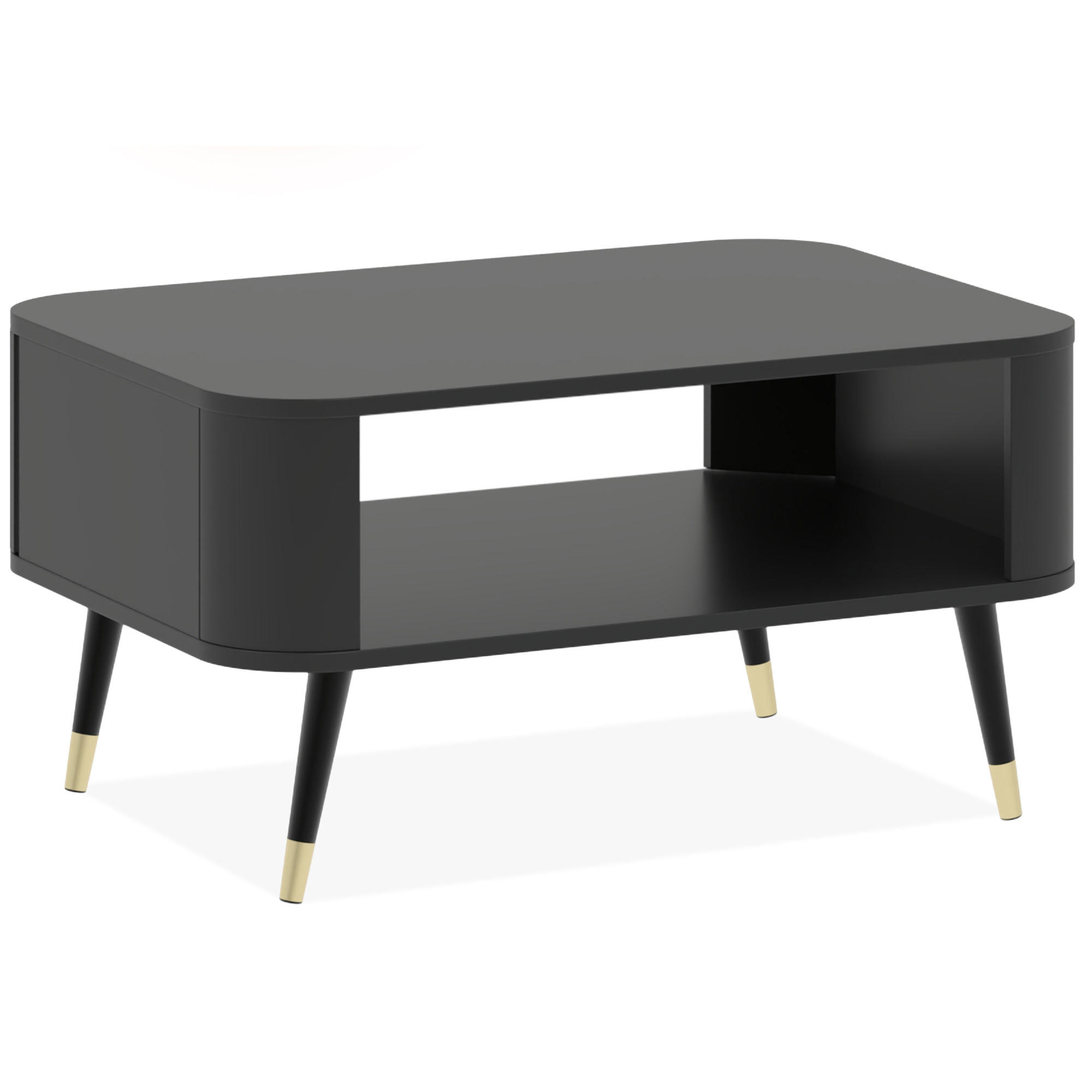 COUCHTISCH LONA, Schwarz - Schwarz, Holzwerkstoff/Metall (60/80/42cm) - KONSIMO®