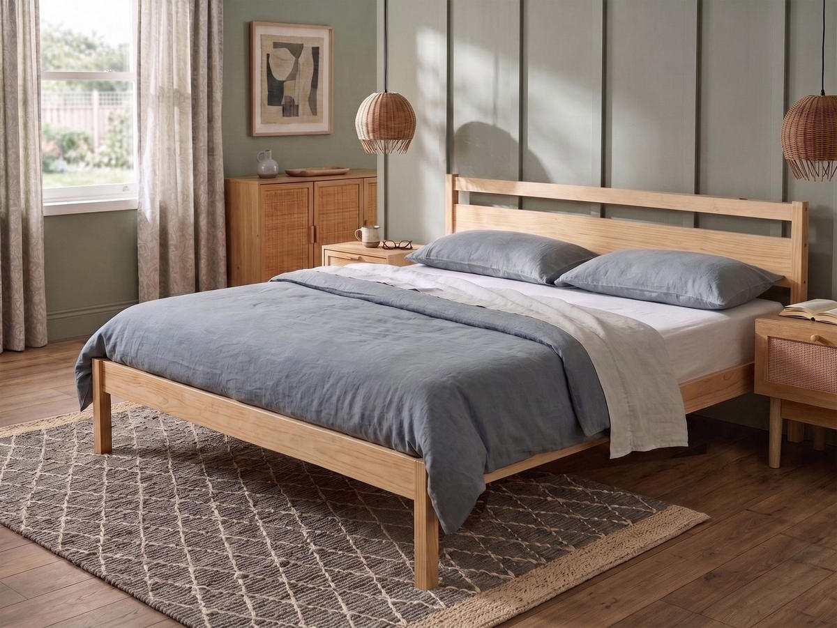 POSTEL s roštem 180/200 cm Borovicové dřevo Světle hnědá Mercurer - hnědá/světle hnědá, dřevo (180/200cm) - Beliani