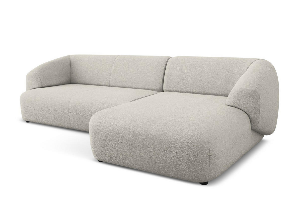 ECKSOFA Rechts Bouclé Stoff Beige - Beige/Schwarz, Kunststoff/Textil (280/156cm) - Makamii