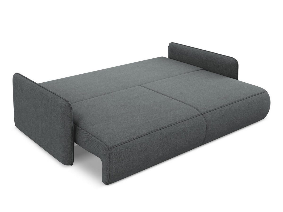 3-SITZER SOFA mit Schlaffunktion Strukturstoff Stoff Grau - Schwarz/Grau, Kunststoff/Textil (216/86/105cm) - Makamii