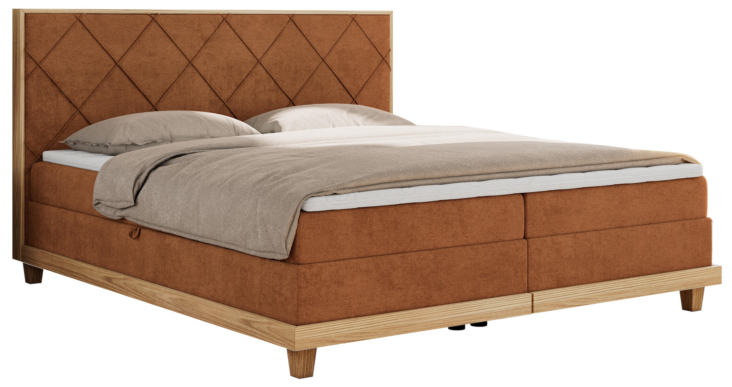 BOXBETT CAICOS 160/200 - Orange Struktur - H4 - Orange, Holz/Textil (160/200cm) - MKS