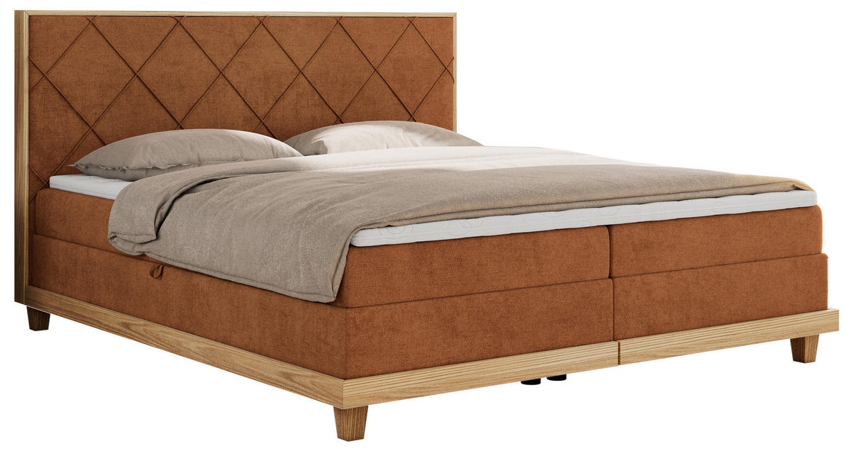 BOXBETT CAICOS 140/200 - Orange Struktur - H4 - Orange, Holz/Textil (140/200cm) - MKS