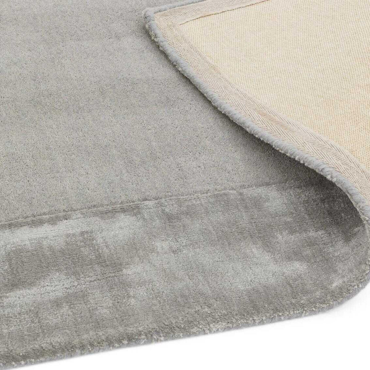 TEPPICH Wolle handgewebt einfarbig mit Viskosebordüre TYNE, Silber 200x290 cm - Silberfarben, Textil (200/290cm) - KADIMA DESIGN