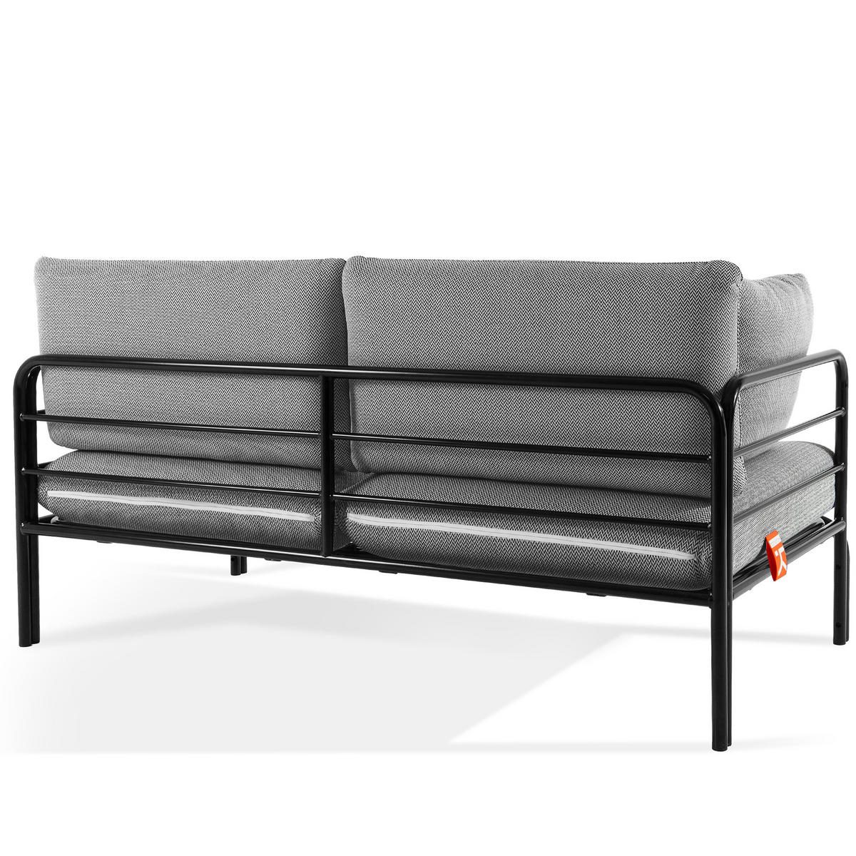 GARTENSOFA RAMBE 2-Personen mit Kissen, Anthrazit - Anthrazit/Schwarz, Textil/Metall (150/80/80cm) - KONSIMO®