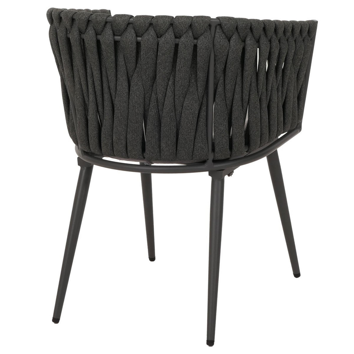 GARTENSTUHL 2er-Set aus Aluminium HxBxT 82x61x57cm Sitzhöhe 50cm Olefin Seilgeflecht Rope Anthrazit Kissen Hellgrau - Anthrazit, Metall (61/82/57cm) - PROREGAL