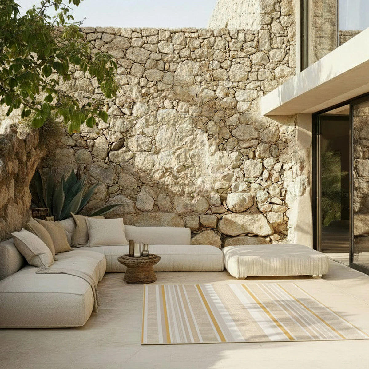TEPPICH für Innen- und Außenbereich gestreift gelb - Gelb, Textil (160/230cm) - AFK Living