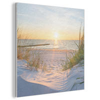 AKUSTIKBILD Strand - Sonne - Düne - Gras - Sand - Horizont Akustikpaneele 80x80 cm - Hellblau, Kunststoff (80/80/0.9cm) - MuchoWow