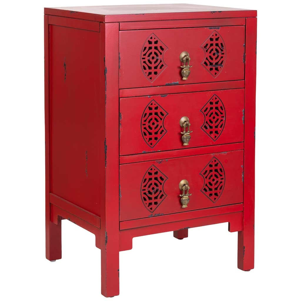 NACHTTISCH aus Holz, rot, 45x36x70cm - Rot, Holz (45/70/36cm) - Wanderlust