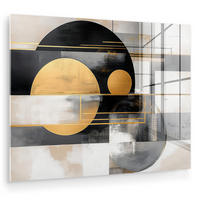 ACRYLGLASBILD Abstrakt - Gold - Silber - Formen - Ästhetisch - Modern 80x60 cm - Goldfarben, Glas (80/60cm) - MuchoWow