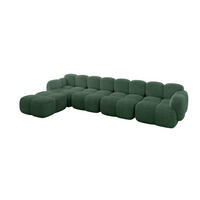 ECKSOFA modulares Sofa Links Miko-L3 390x205x75 Grün Cord - Waldgrün/Schwarz, Holzwerkstoff/Kunststoff (390/205cm) - ALTDECOR