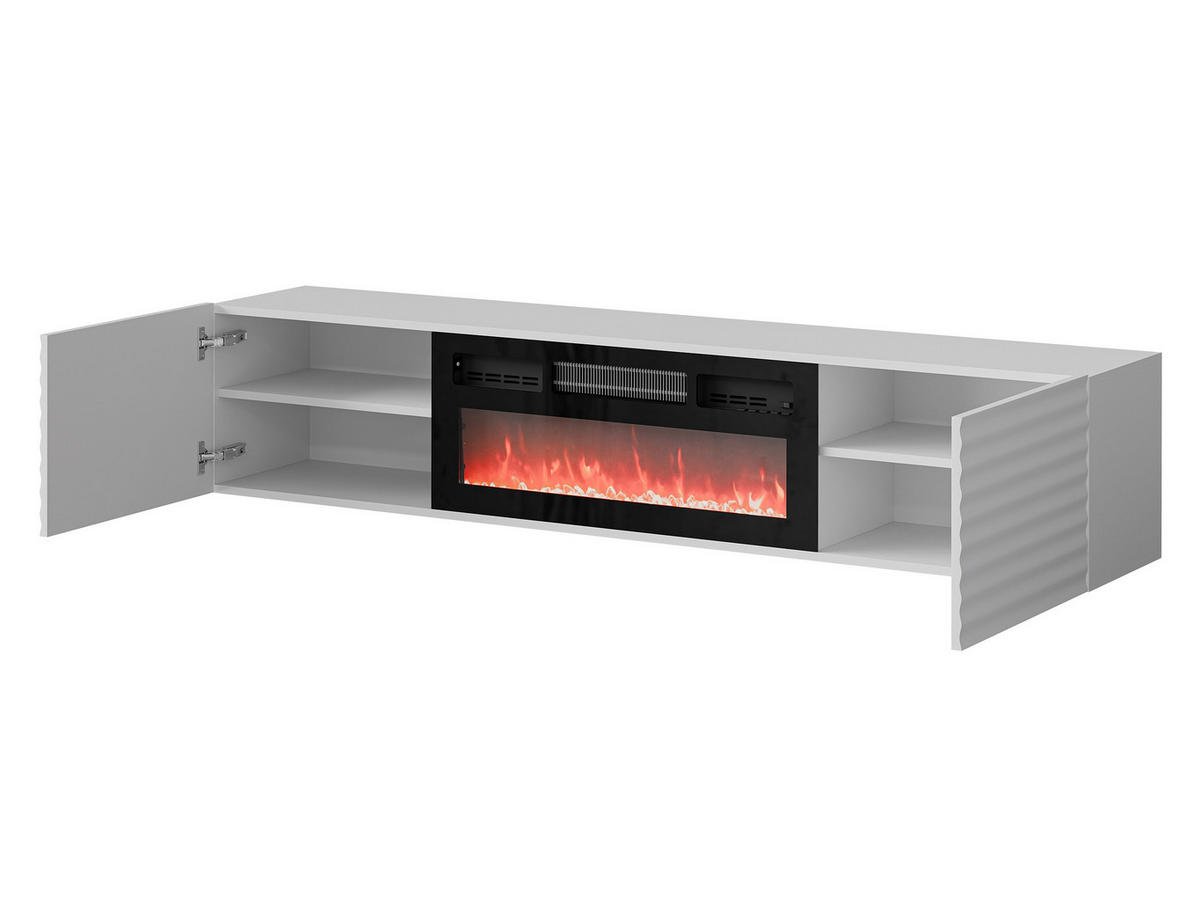 TV-LOWBOARD Tula mit Kamin - Schwarz, Holzwerkstoff (183/37/35cm) - MIRJAN24