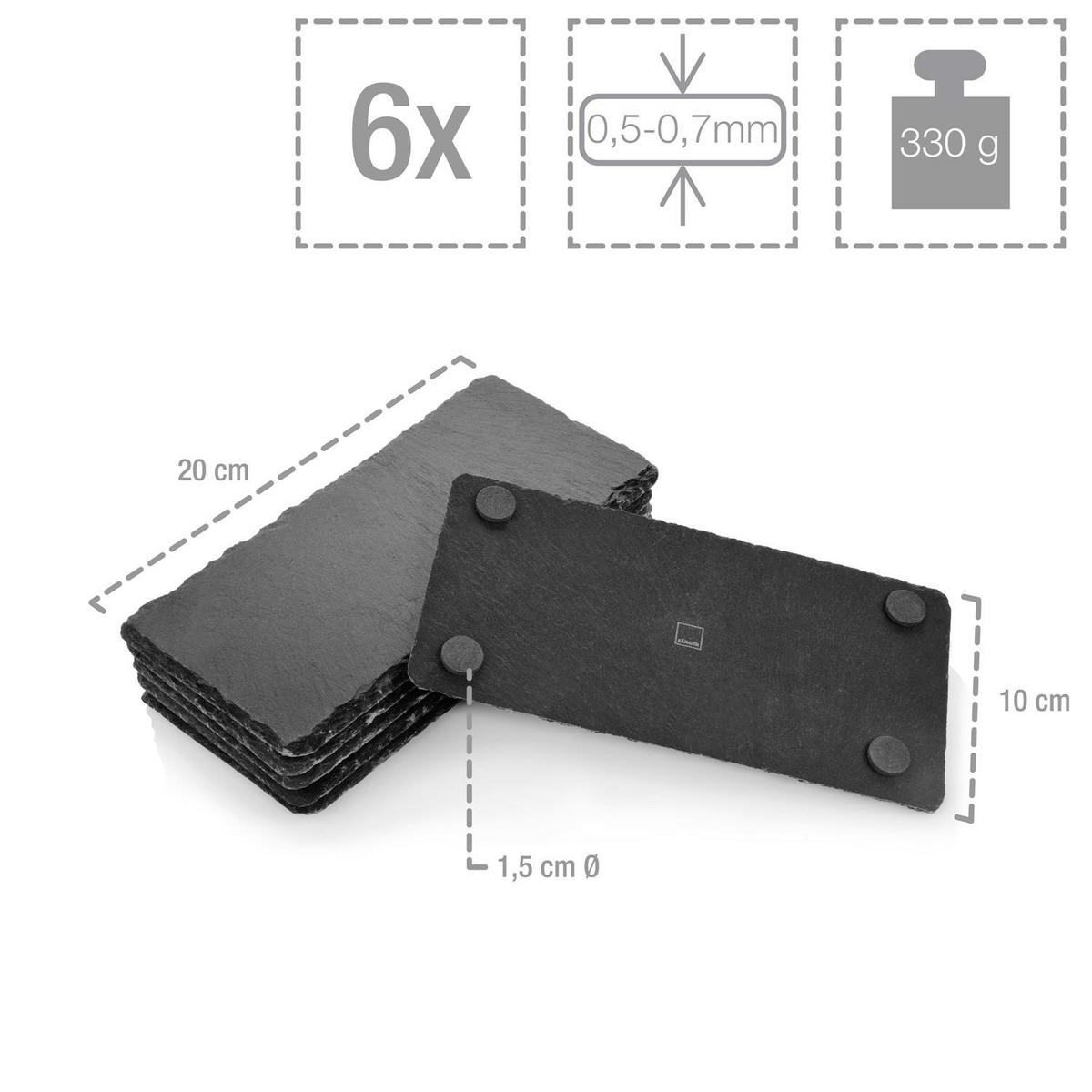 SCHIEFERPLATTEN SET BISCUIT - 6 teilig mit Kreide - Schwarz, Naturmaterialien (20/0.5/10cm) - Sänger