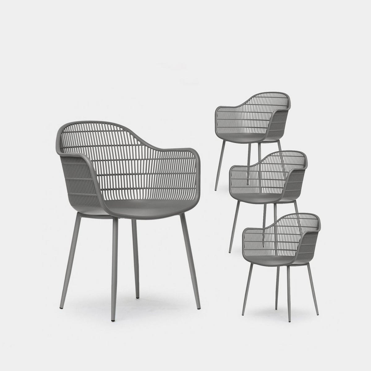 GARTENSTUHL Soren Grau 62 cm x 85 cm 4er-Set - Grau, Kunststoff (62/85/55cm) - Klast Home