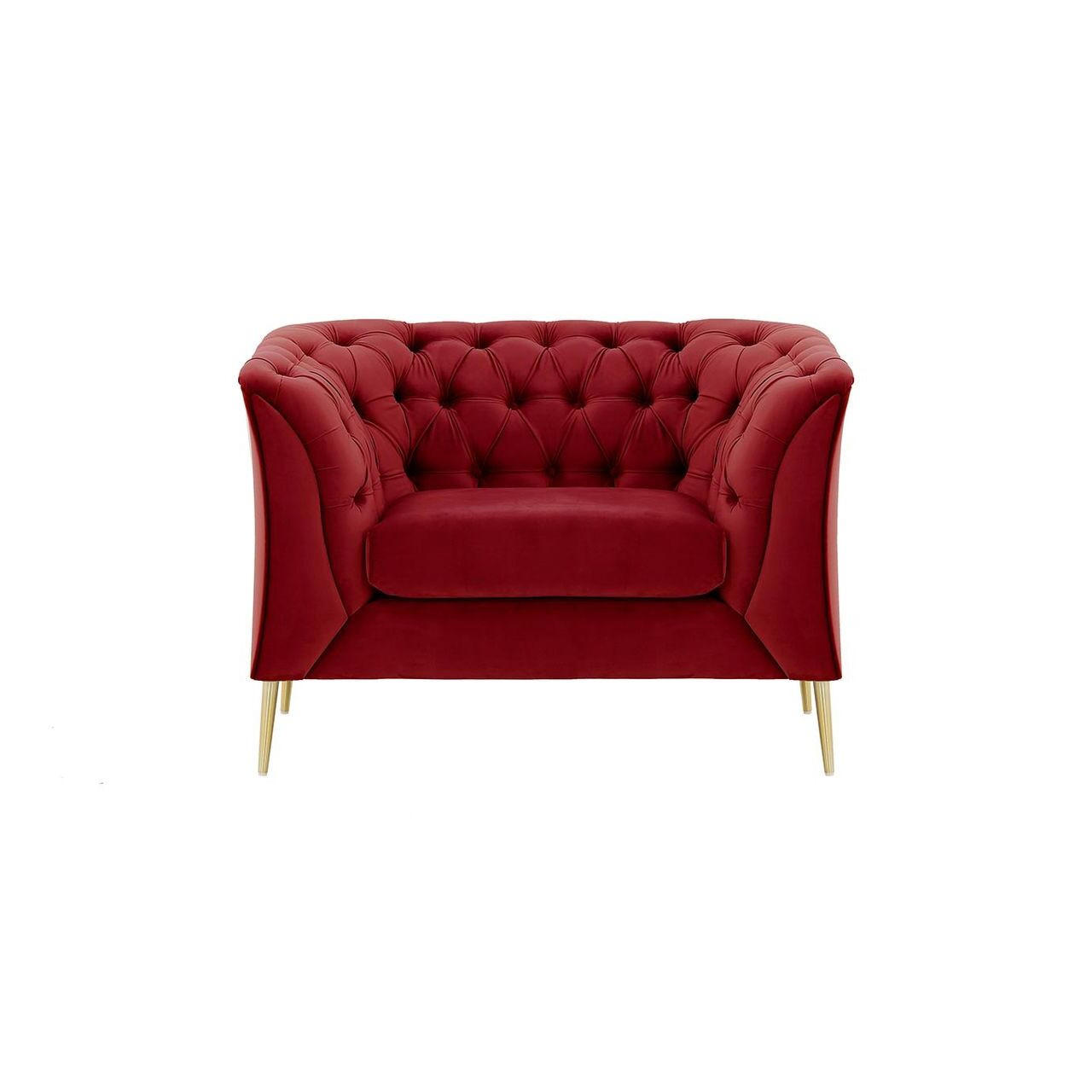 SESSEL Chesterfield Modern-Velluto 7 - Rot, Holz/Textil (106/74/80cm)
