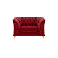 SESSEL Chesterfield Modern-Velluto 7 - Rot, Holz/Textil (106/74/80cm)