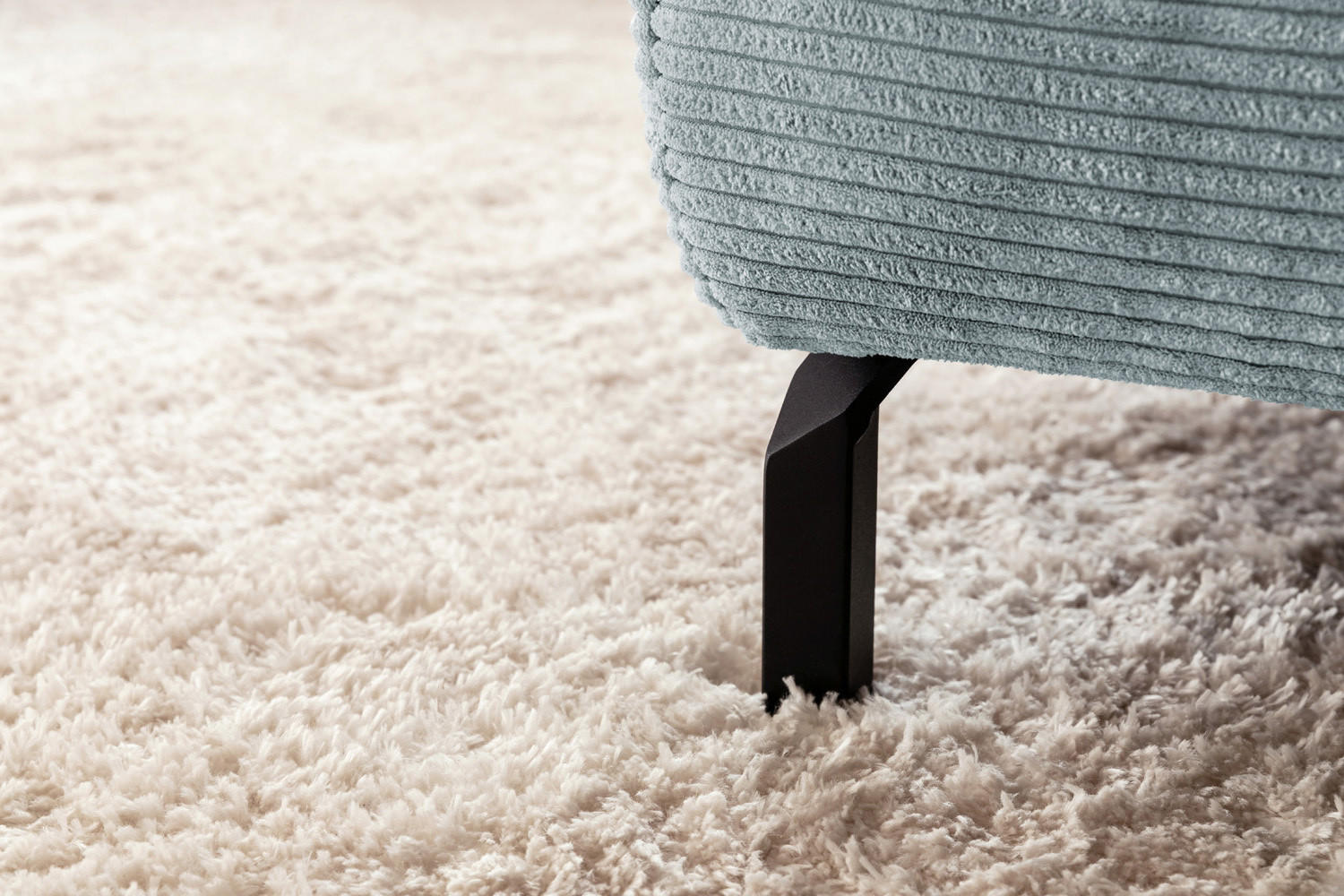 ECKSOFA DELIA Hellblau Cord - Schwarz/Hellblau, Textil/Metall (312/219cm) - KAWOLA