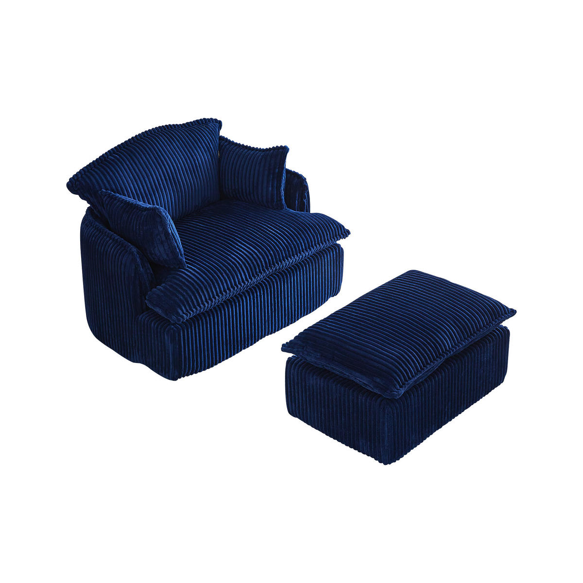 SESSEL DE-35257 mit Hocker Blau - Blau, Textil (89/77/115cm) - ComfortXL