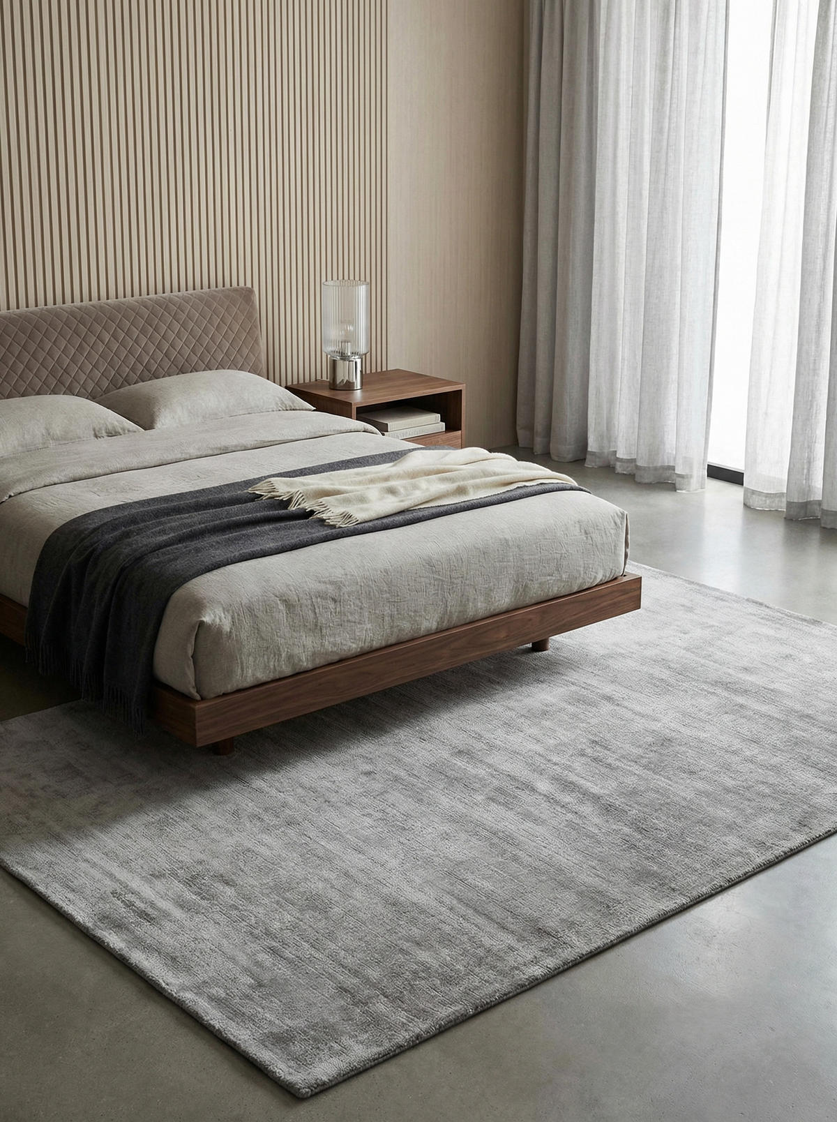 TEPPICH Viskose handgewebt zeitloses Design BARI, Silber 200x290 cm - Silberfarben, Textil (200/290cm) - KADIMA DESIGN