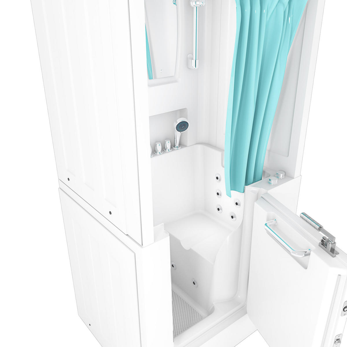 SENIORENDUSCHE Wanne Whirlpool S02D-WP-TH-C-R 100x78x205cm - Weiß, Glas/Kunststoff (100/78/205cm) - AcquaVapore by Sandra Jentho