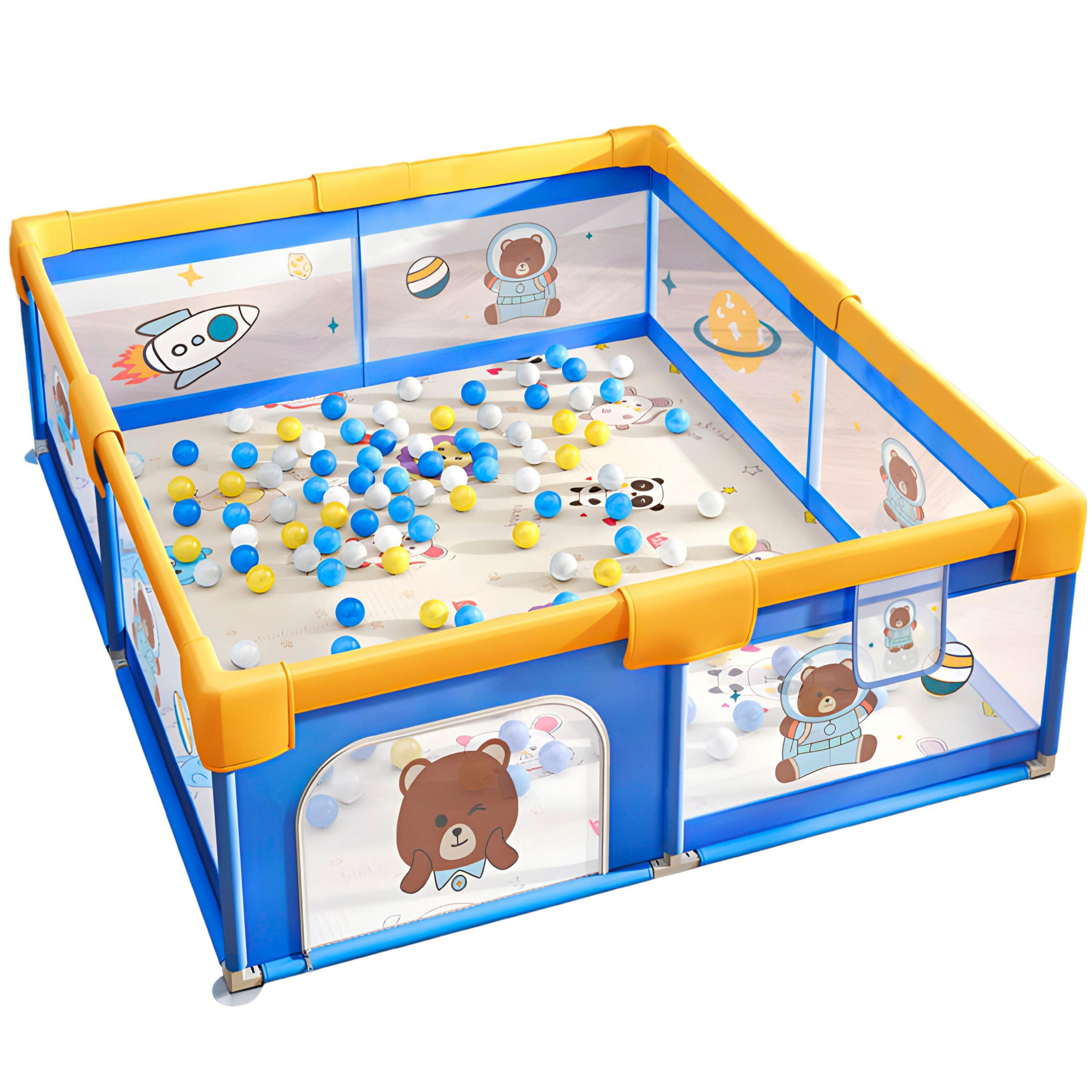 LAUFGITTER BABY 180x200x100 cm - Blau, Kunststoff (180/68/200cm) - Ecosa