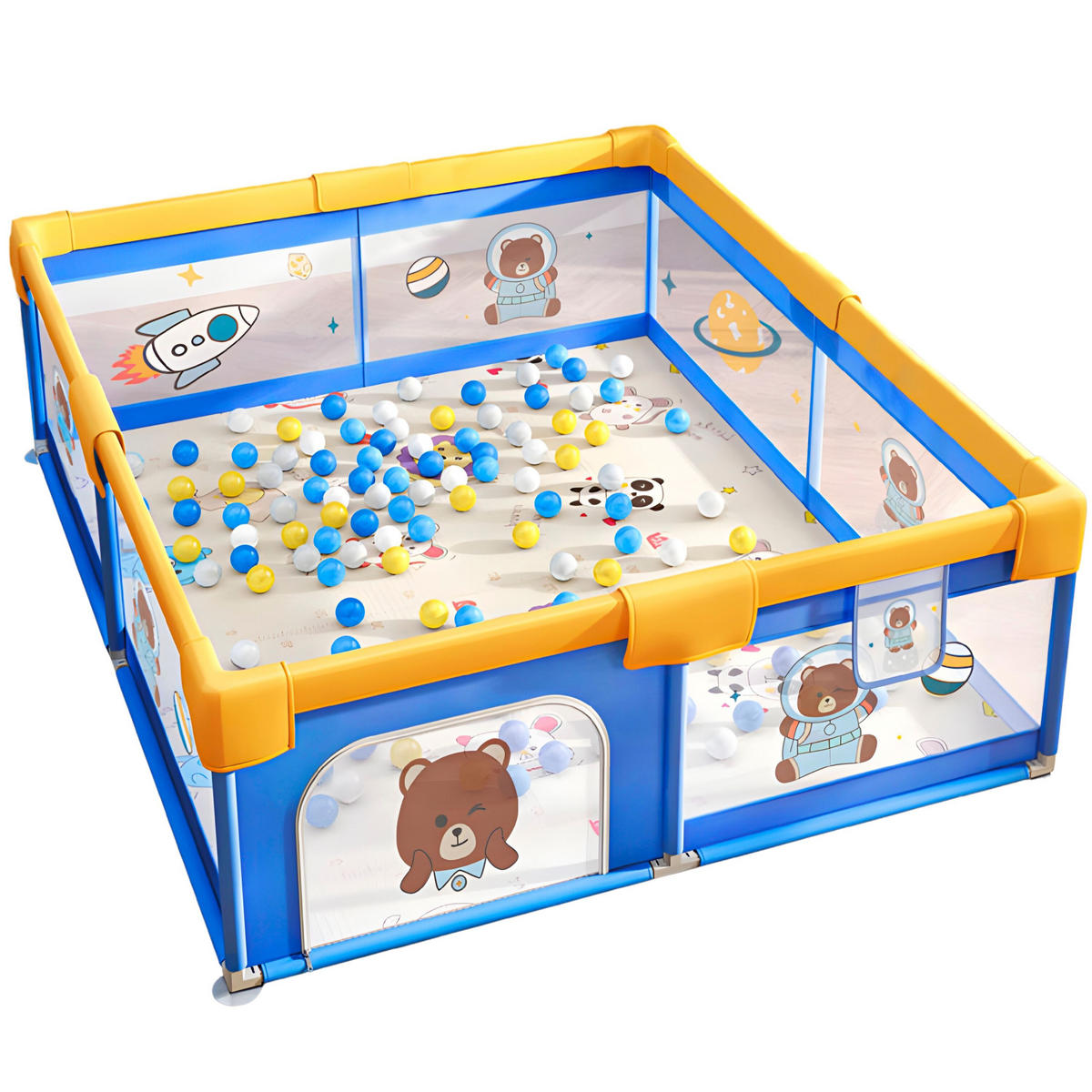 LAUFGITTER BABY 180x200x100 cm - Blau, Kunststoff (180/68/200cm) - Ecosa