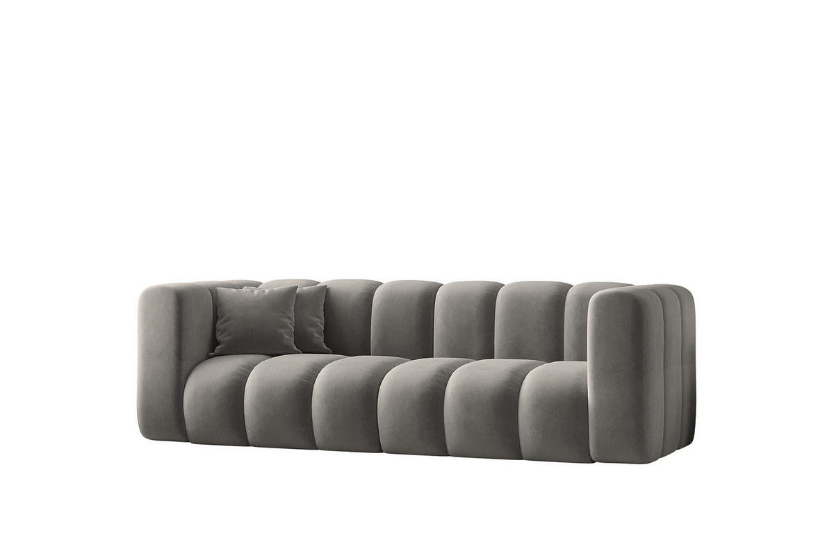 COUCH Dreisitzer-Sofa Grand Modular Stoff Salvador Grau - Grau, Holz (230/70/91cm) - Kaiser Möbel