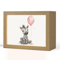 NACHTTISCHLAMPE Zebra - Baby - Tiere - Rosa Luftballon 20x15 cm - Weiß, Holzwerkstoff (8/20/15cm)
