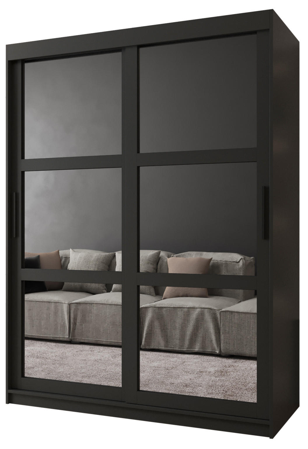 Möbel Kryspol Schwebetürenschrank Schwarz 150x200x62 cm
